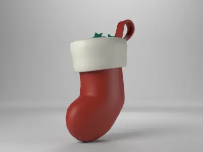 Low poly - Cute Christmas Sock Low-poly 3D model