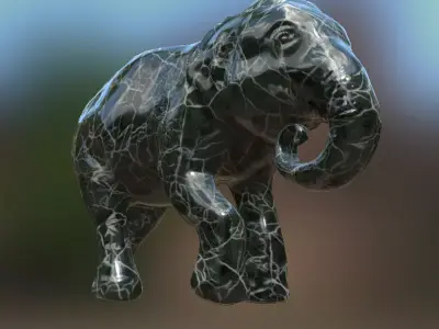 Elephant  Lo Poly model Cute Elephant Decor Statue Low-poly 3D model