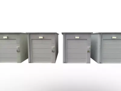 Low Poly Warehouse Building Rigged Doors 4 Color Variants Low-poly 3D model