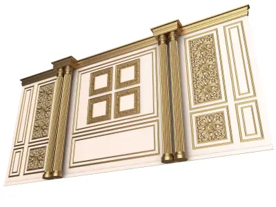 Boiserie Classic Wall with Mouldings 014 White Low-poly 3D model