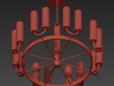 Wentworth brass chandelier with clear glass shades 3D model