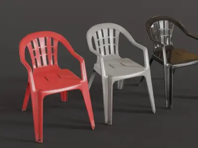 Stackable Plastic Chair Low-poly 3D model
