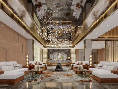 Luxury hotel lobby 3D model