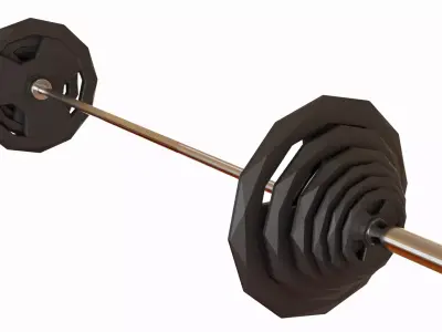 Gym System Barbell and Weight Plates 3D model