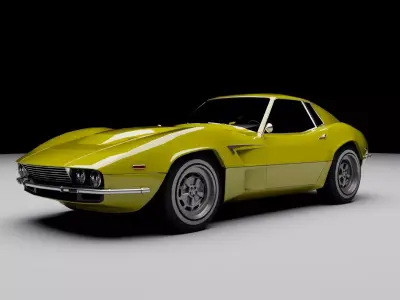 70s coupe grand tourer Low-poly 3D model