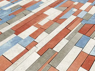 Paving stone rectangle splinter n1 3D model