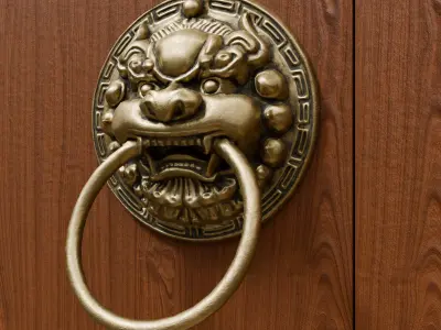 Chinese Style Beast Head Door Knocker 2 - Low Poly PBR Model Low-poly 3D model