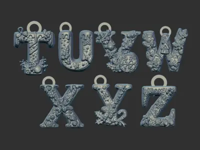 christmas alphabet T to Z decor  3D print model