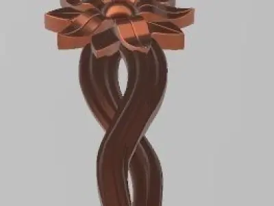 FLOWER 3 embroidery design - orange 3D model