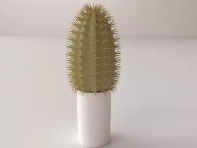 Cactus with spikes in pot 3D model