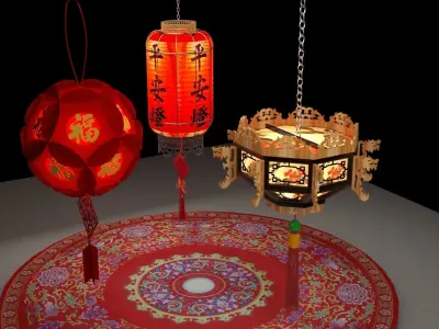 Chinese red  lantern  3D model