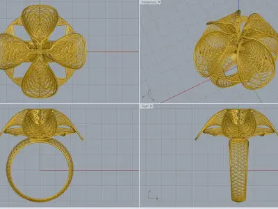 woman ring 3D print model 10
