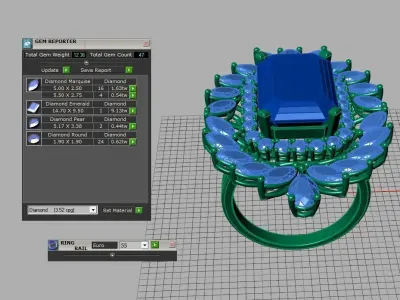 R00014 amethyst and diamond ring 3D print model