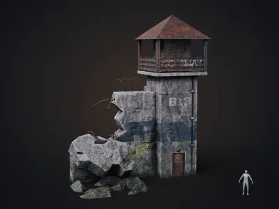 Prison tower Low-poly 3D model