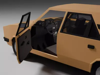 Low Poly 1980s Compact Sedan 3D Model Car09 Low-poly 3D model