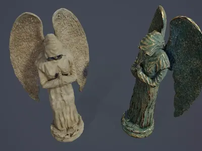 Monk Angel Statue PBR Low-poly 3D model