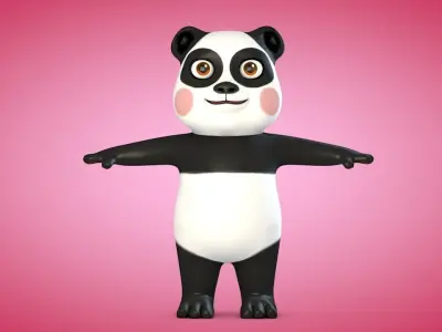 Panda bear Low-poly 3D model get
