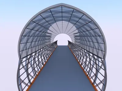 Covered pedestrian bridge 3D model
