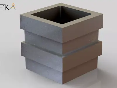 Elegant rectangular flower pot mold 3D print model