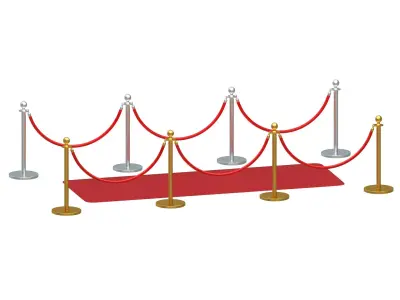Red carpet Gold And Silver Stanchion 3D model