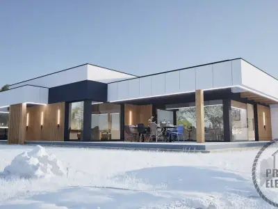 one story modern house villa exterior model 3D model