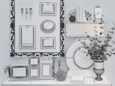 Decorative Set vintage dresser 3D model