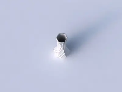 Vase larger opening hexagon with wavy sparse extruded lines 3D print model