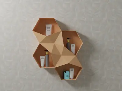 Honeycomb shelf Hexagon Low-poly 3D model