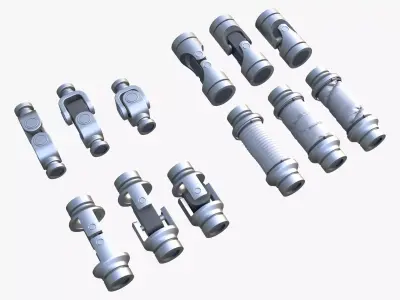 Cardan Shaft Joints 12 Pieces Set M1 3D model