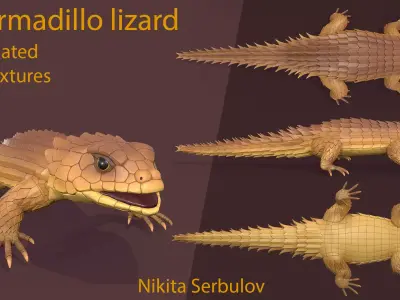 Armadillo lizard  6 skins  fantasy lizard  GAME READY Low-poly 3D model