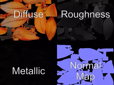 Vibrant Gradient Leaf model pack Low-poly 3D model