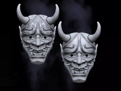 Oni Mask Japanese Hannya 3D print model