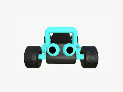 Cartoon Kart H10 Light Blue - Vehicle Racing Design Low-poly 3D model