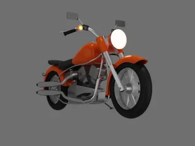 Custom vintage chopper motorcycle Low-poly 3D model