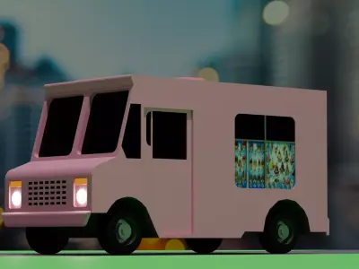 ice cream truck Low-poly 3D model