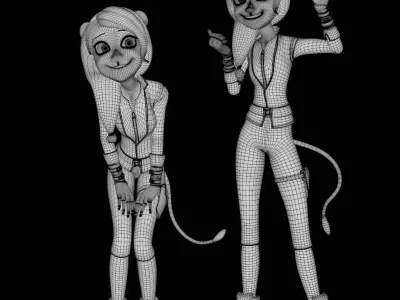 Cartoon Girl Feline Low-poly 3D model