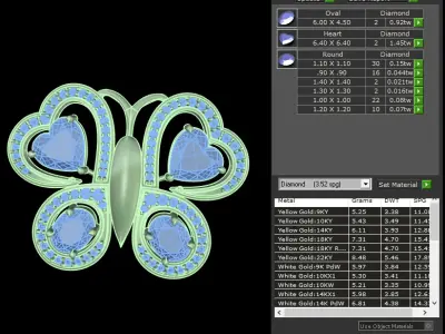light weight yellow gold  diamond pendent -DOC-P8201 3D print model