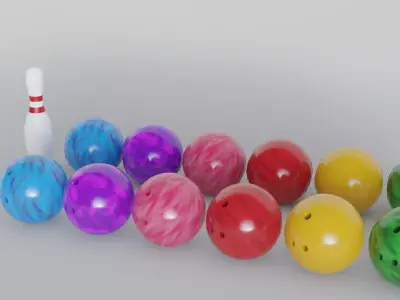 Bowling Ball and Pin - HighPoly and LowPoly Low-poly 3D model