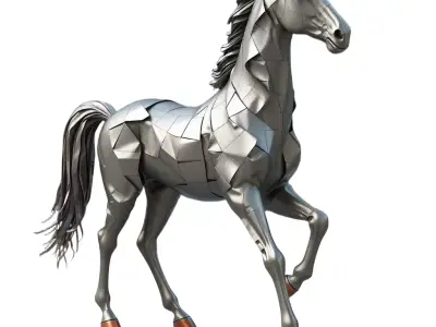 Sleek Metallic Horse model pack Low-poly 3D model
