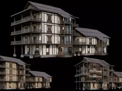 Medieval Village Pack 10 - 3 Assets - 4K Textures Game Ready Low-poly 3D model