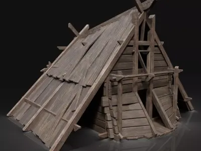 Viking Simple Hut Wooden House Cottage Medieval AAA Next Gen Free low-poly 3D model