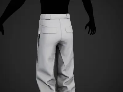 White Snowboard Pants Style 3 Low-poly 3D model