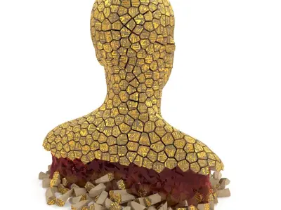 Bust of fragments with hieroglyphics 3D model