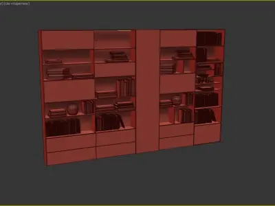 Modern Bookshelf Low-poly 3D model