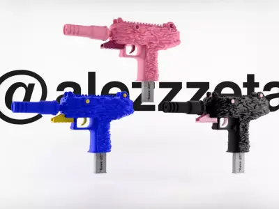 Kaws Uzi BFF Textured Low-poly 3D model