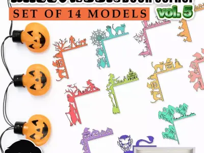 HALLOWEEN DOOR OR WINDOW CORNER SET OF 14 MODELS VOL 1 3D print model