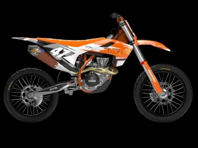 Husqvarna 250 cc Motocross Low-poly 3D model