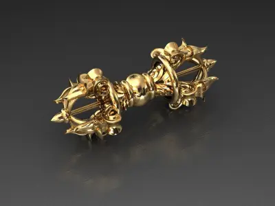 VAJRA ornate gold door knob 3D print model