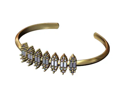 Baguettes clusters motifs cuff bracelet Size S 3D print model