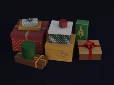 Christmas presents Low-poly 3D model